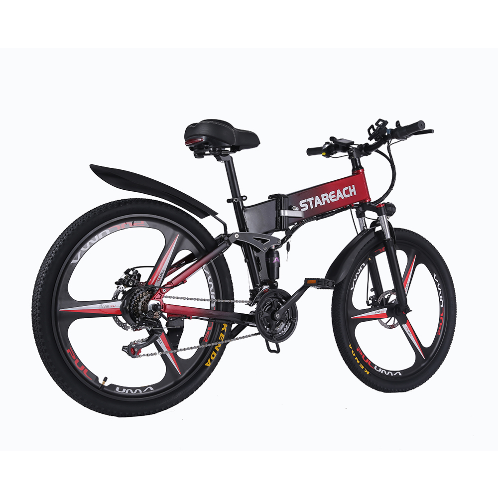 STAREACH A26 Folding Electric Mountain Bike 10Ah Battery 350W Motor 26 Inch Wheels Aluminum Alloy Frame Shimano 21-speed Shifter Max Speed 25km/h 80KM Power-assisted Range Disc Brake MTB - Green