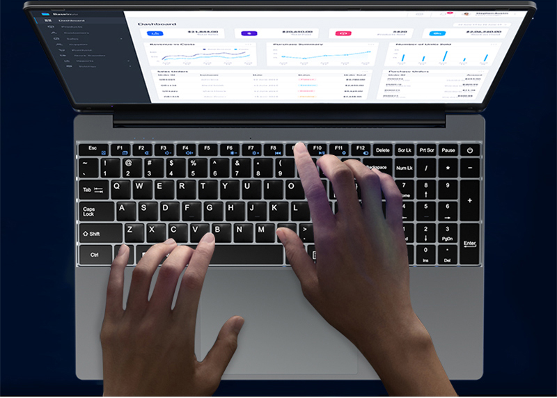 KUU A10 Laptops Intel Celeron J4125 Processor 15.6-inch IPS Screen Office Notebook 8GB RAM 256GB SSD Windows 10 - Black