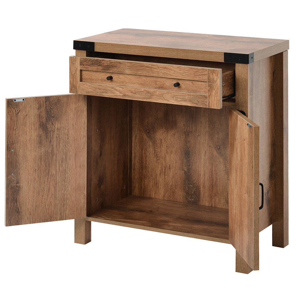 U-STYLE 30" Rustic Style Wooden Console Table with Storage Drawer, and Cabinet, for Entrance, Hallway, Dining Room, Kitchen - Brown