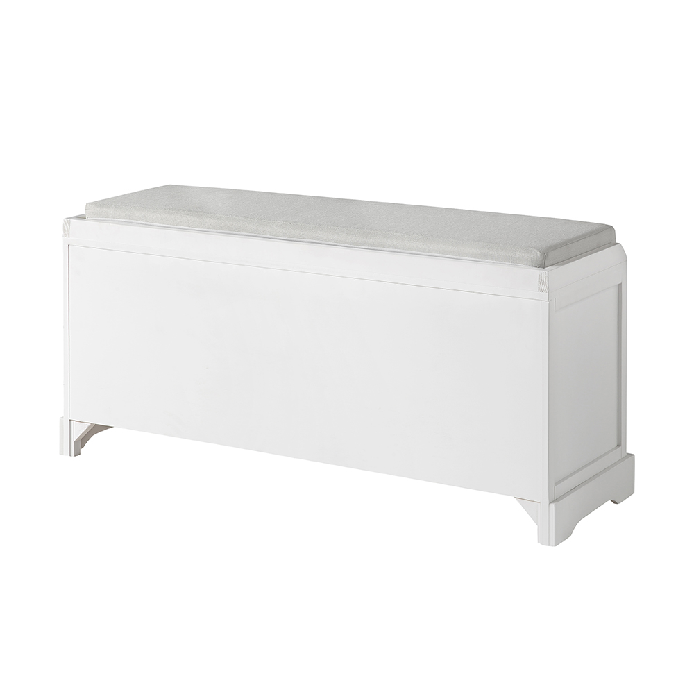 U-STYLE 44" Storage Bench with 3 Drawers, 3 Baskets, and Wooden Frame, for Entrance, Hallway, Bedroom, Living Room - White