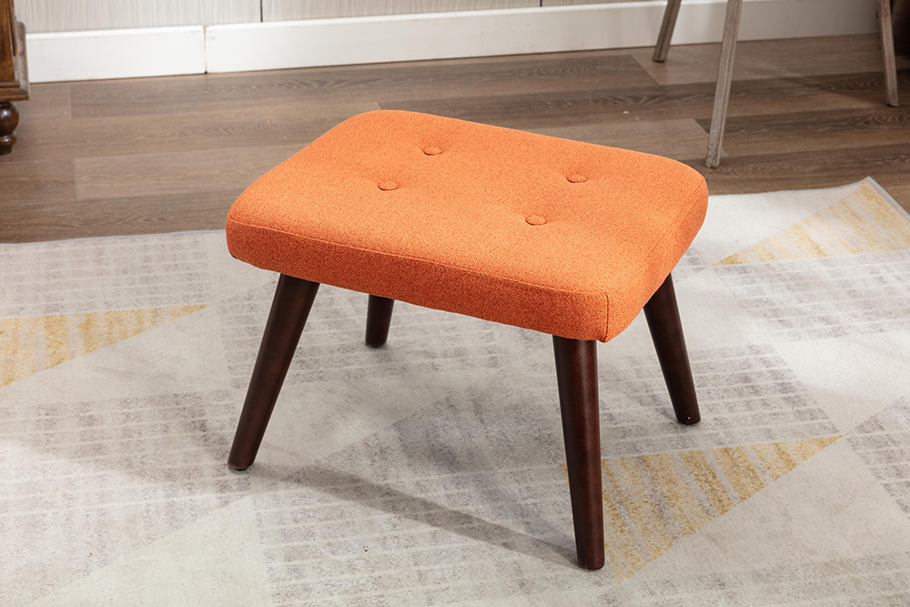 Canyon Vista Modern Style Linen Sofa Chair with Ottoman, and Wooden Frame, for Living Room, Bedroom, Dining Room, Office - Orange