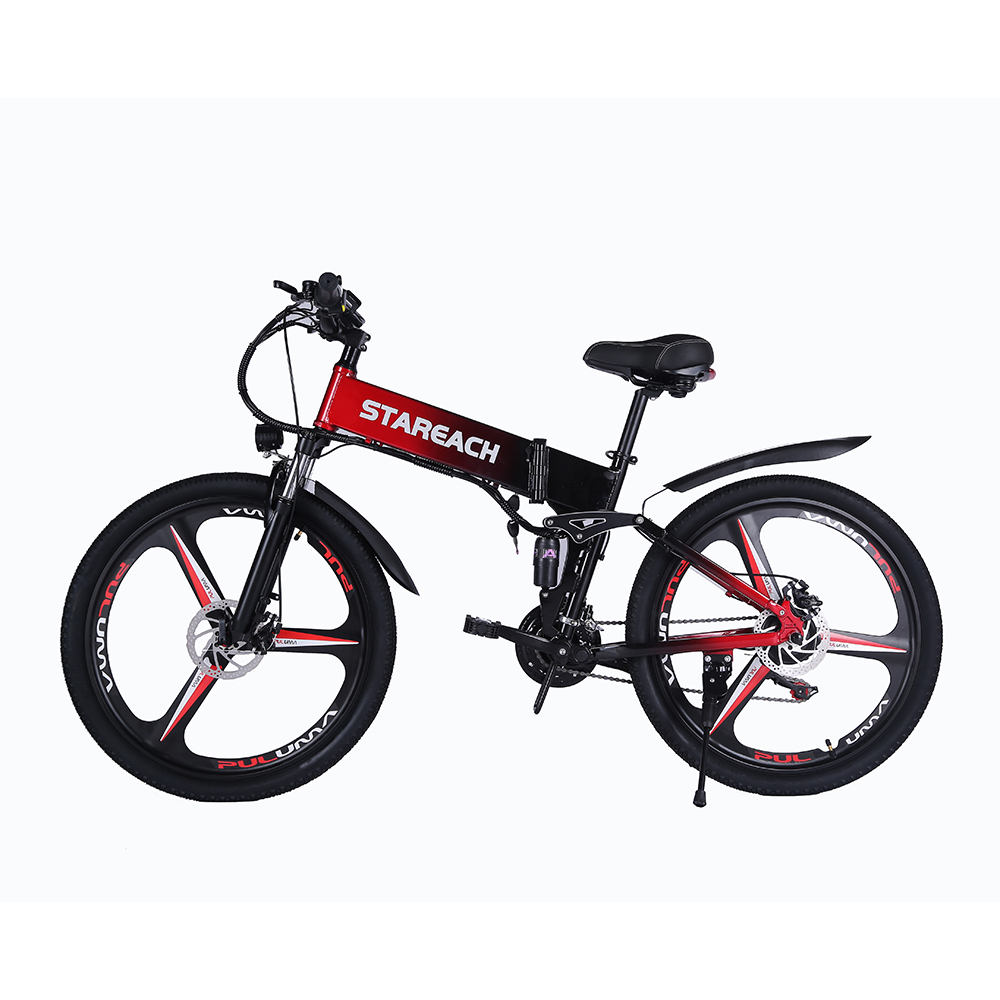 STAREACH A26 Folding Electric Mountain Bike 10Ah Battery 350W Motor 26 Inch Wheels Aluminum Alloy Frame Shimano 21-speed Shifter Max Speed 25km/h 80KM Power-assisted Range Disc Brake MTB - Green