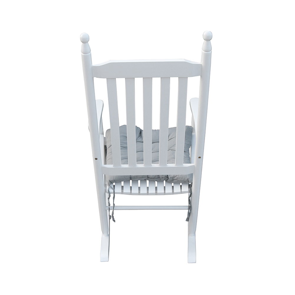 Wooden Rocking Chair with Armrests and Slats Support, for Garden, Terrace, Porch, Poolside, Beach - White