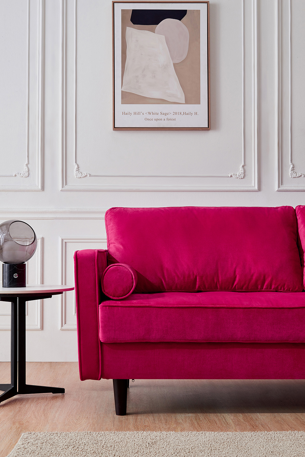 75.6" 3-Seat Velvet Upholstered Sofa with Wooden Frame, for Living Room, Bedroom, Office, Apartment - Red