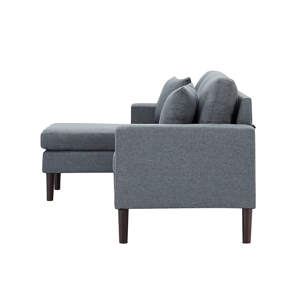 77.16" 4-Seat Microfiber Upholstered Sectional Sofa with Ottoman, and Wooden Frame, for Living Room, Bedroom, Office, Apartment - Dark Gray