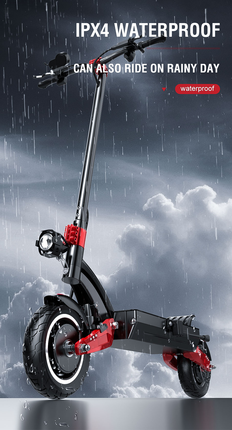 JANOBIKE Alien X10 Folding Off-Road Electric Scooter 10 inch 23.4Ah Battery 1200W*2 Motor 10 Inch Wheels Aluminum Alloy Body Max Speed 70km/h Dual hydraulic brake - Black