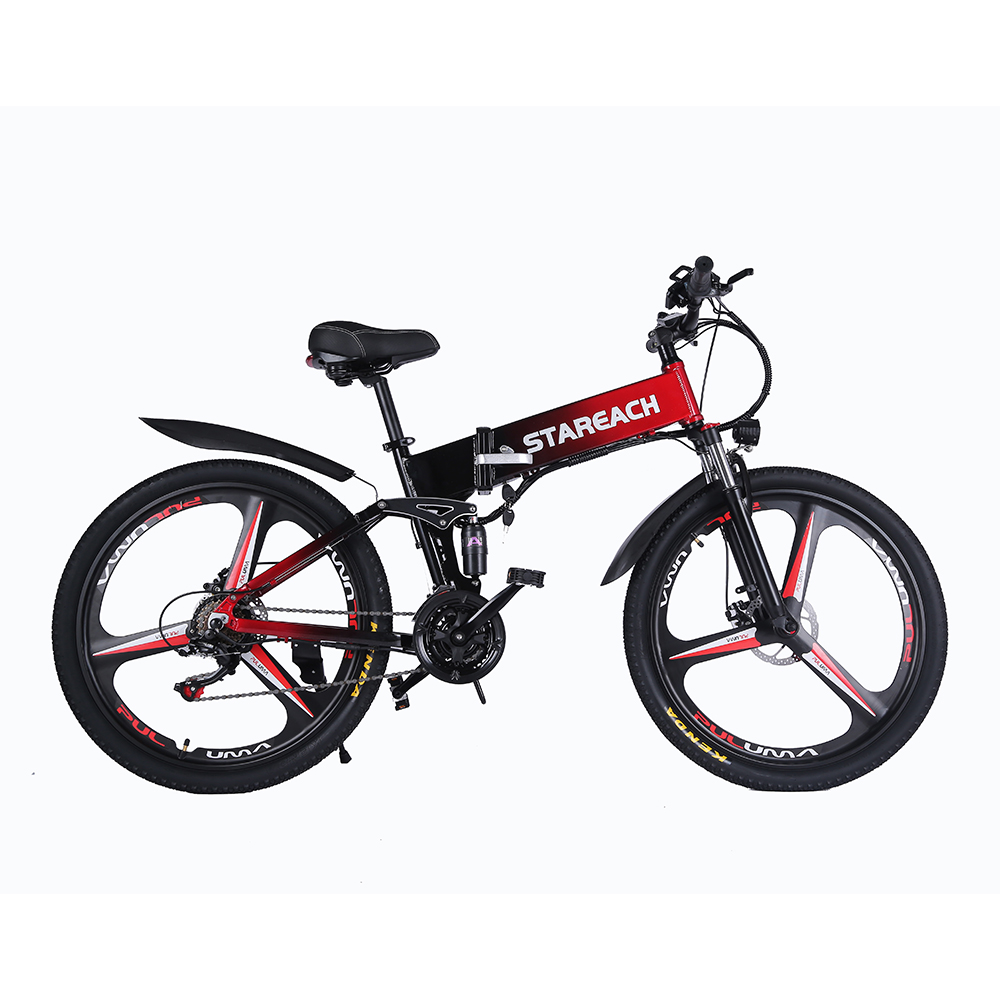 STAREACH A26 Folding Electric Mountain Bike 10Ah Battery 350W Motor 26 Inch Wheels Aluminum Alloy Frame Shimano 21-speed Shifter Max Speed 25km/h 80KM Power-assisted Range Disc Brake MTB - Green