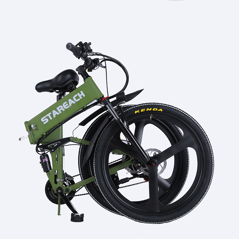 STAREACH A26 Folding Electric Mountain Bike 10Ah Battery 350W Motor 26 Inch Wheels Aluminum Alloy Frame Shimano 21-speed Shifter Max Speed 25km/h 80KM Power-assisted Range Disc Brake MTB - Green