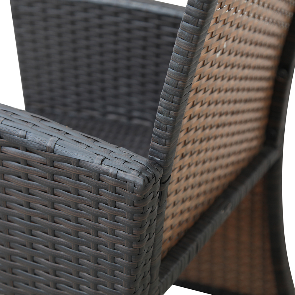 4 Pieces Outdoor Wicker Furniture Set, Including 2 Armchairs, Loveseat sofa, Tempered Glass Coffee Table, and 3 Cushions, for Garden, Terrace, Porch, Poolside - Brown