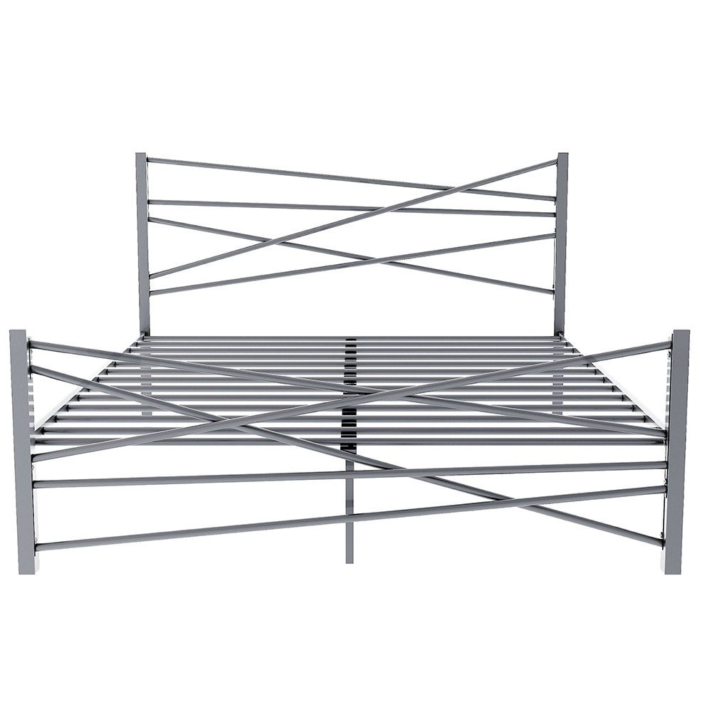 Queen-Size Platform Bed Frame with Headboard and Metal Slats Support, No Box Spring Needed (Only Frame) - Silver