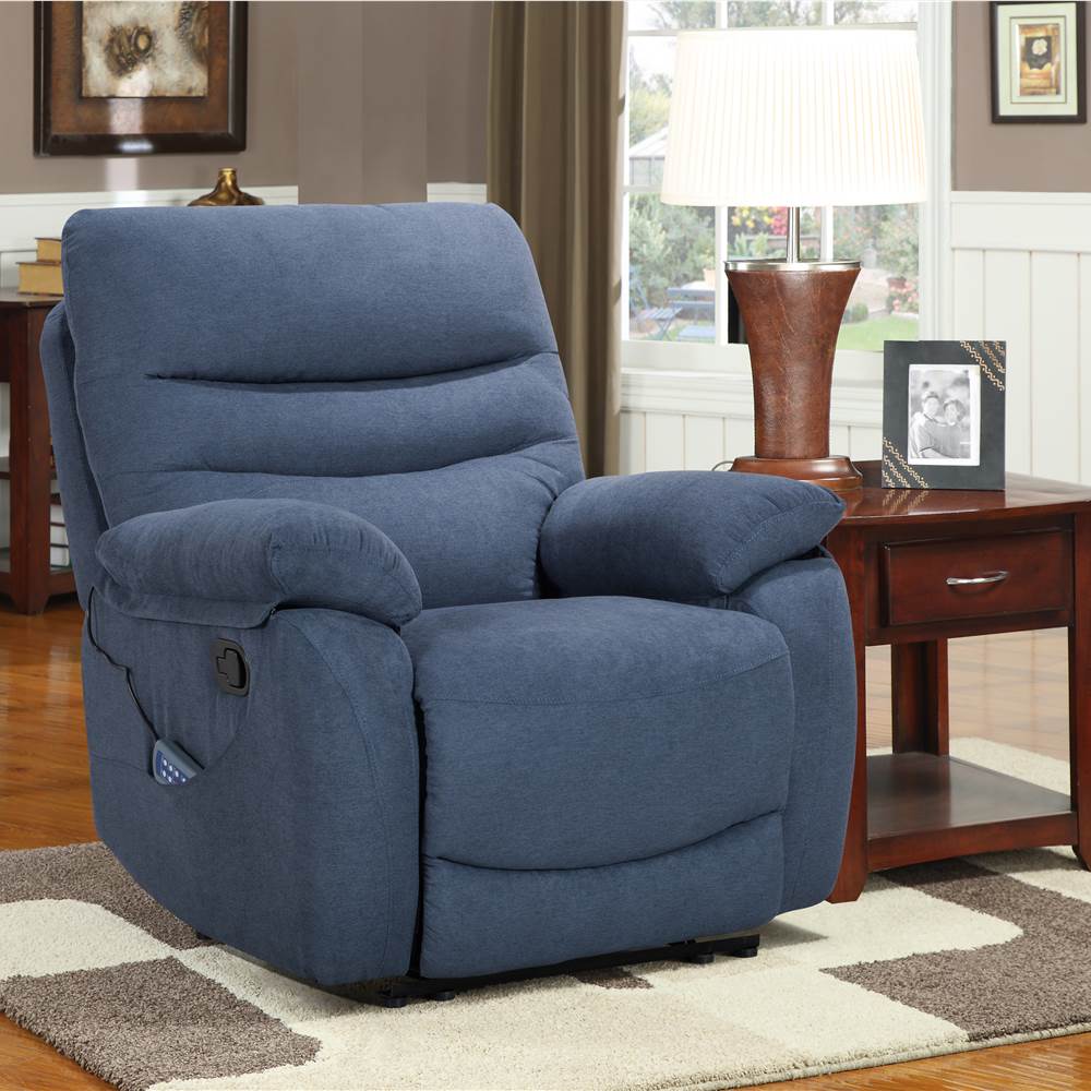 Fabric Manual Recliner Sofa With Massage And Heat Function