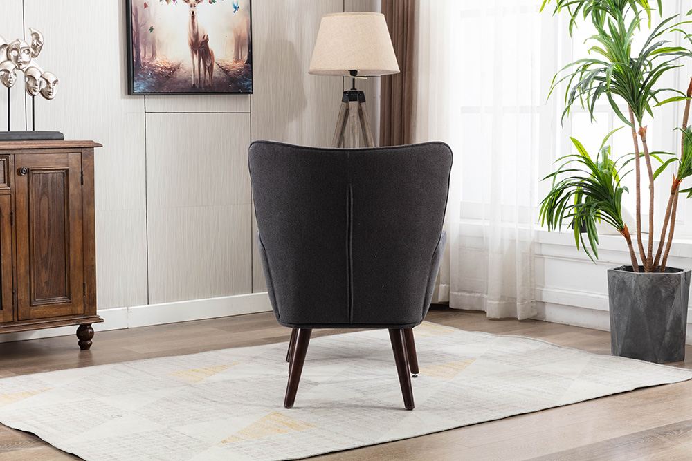 Canyon Vista Modern Style Linen Sofa Chair with Ottoman, and Wooden Frame, for Living Room, Bedroom, Dining Room, Office - Gray