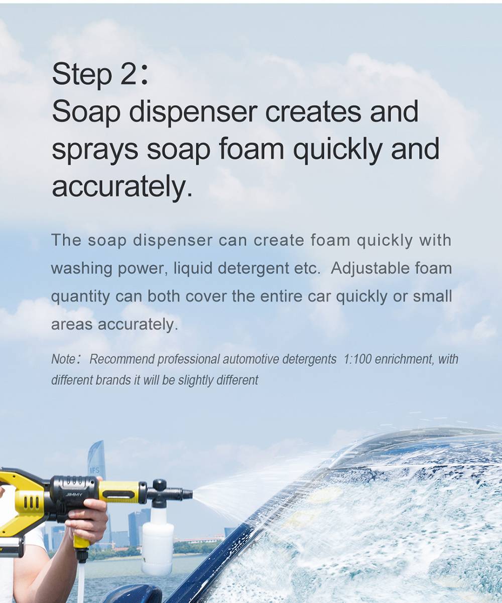 Xiaomi JIMMY JW31 Lightweight Cordless Pressure Washer Self-priming Faucet Long Cleaning Lance Eco Energy Saving Mode Portable Cleaner Global Version - Black