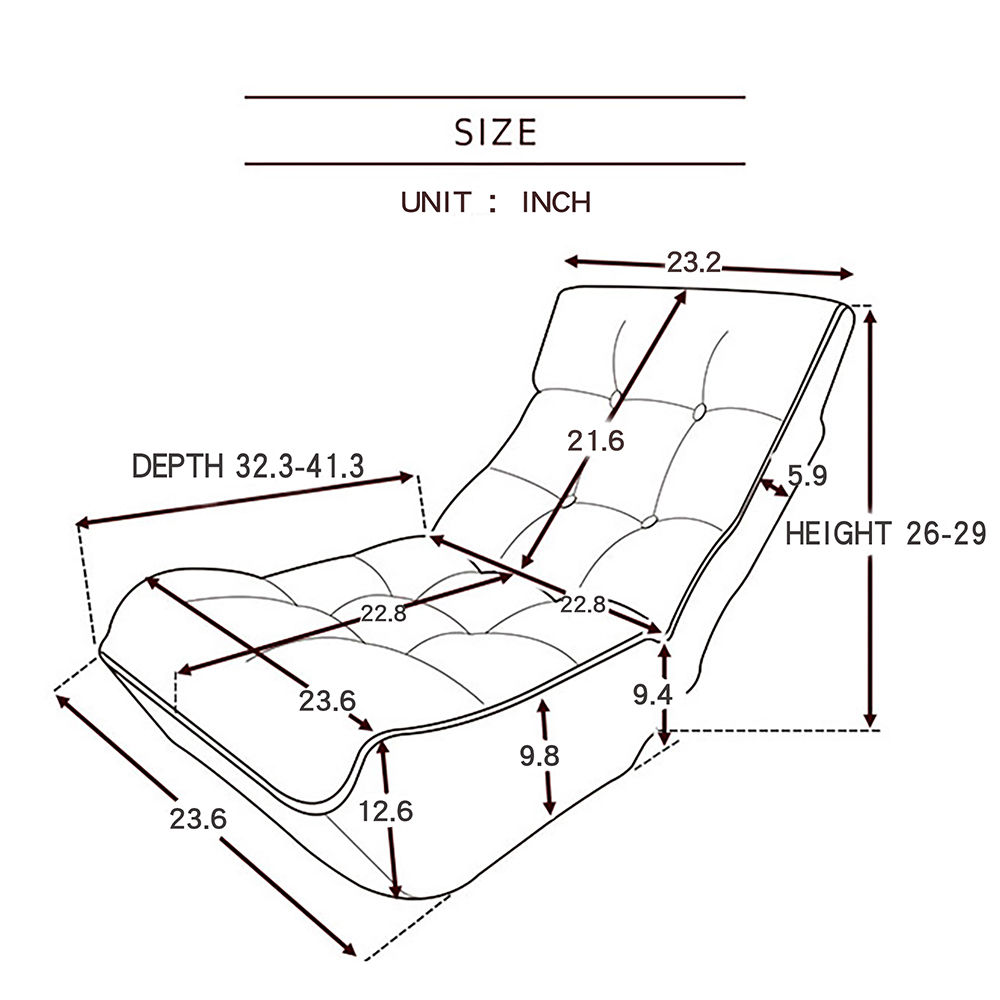 23.2" Fabric Upholstered Folding Lazy Sofa Bed with High-Density Sponge, for Living Room, Bedroom, Office, Apartment - Gray