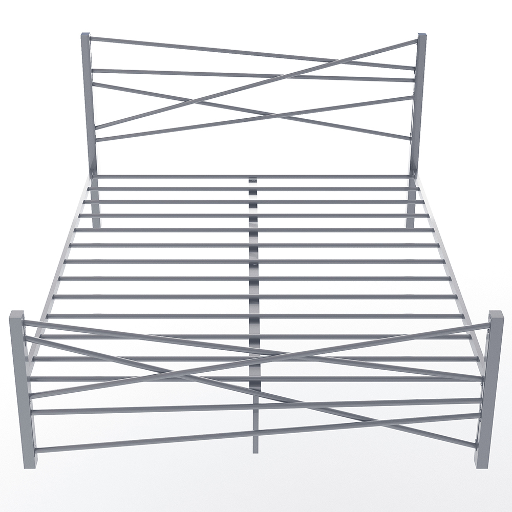 Queen-Size Platform Bed Frame with Headboard and Metal Slats Support, No Box Spring Needed (Only Frame) - Silver