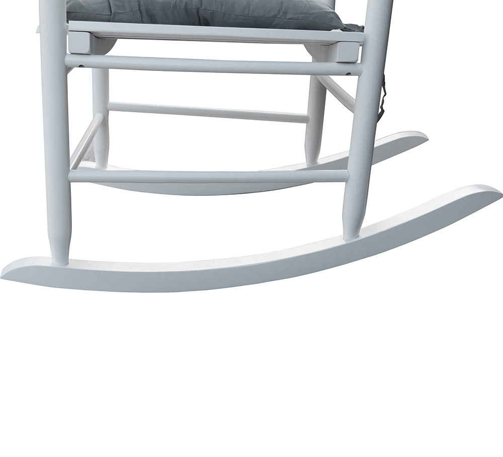 Wooden Rocking Chair with Armrests and Slats Support, for Garden, Terrace, Porch, Poolside, Beach - White