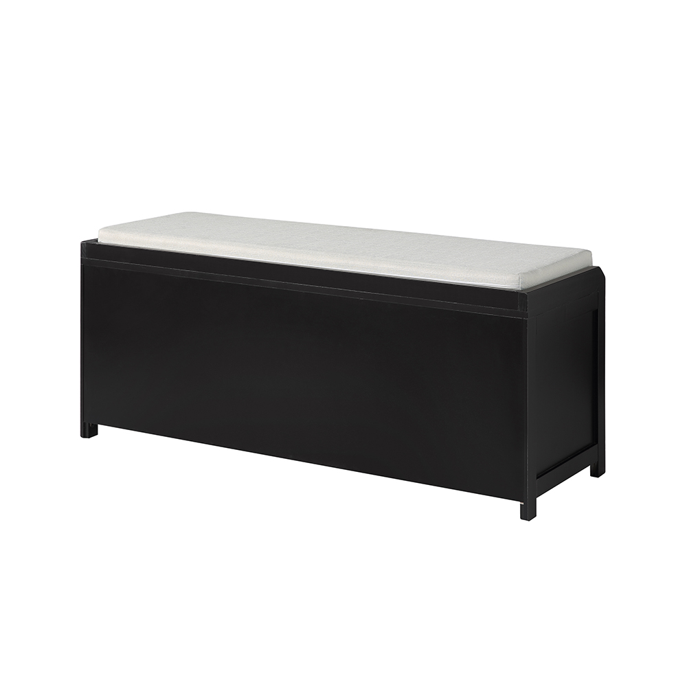 U-STYLE 46.8" Storage Bench with 2 Cabinets, and Wooden Frame, for Entrance, Hallway, Bedroom, Living Room - Black