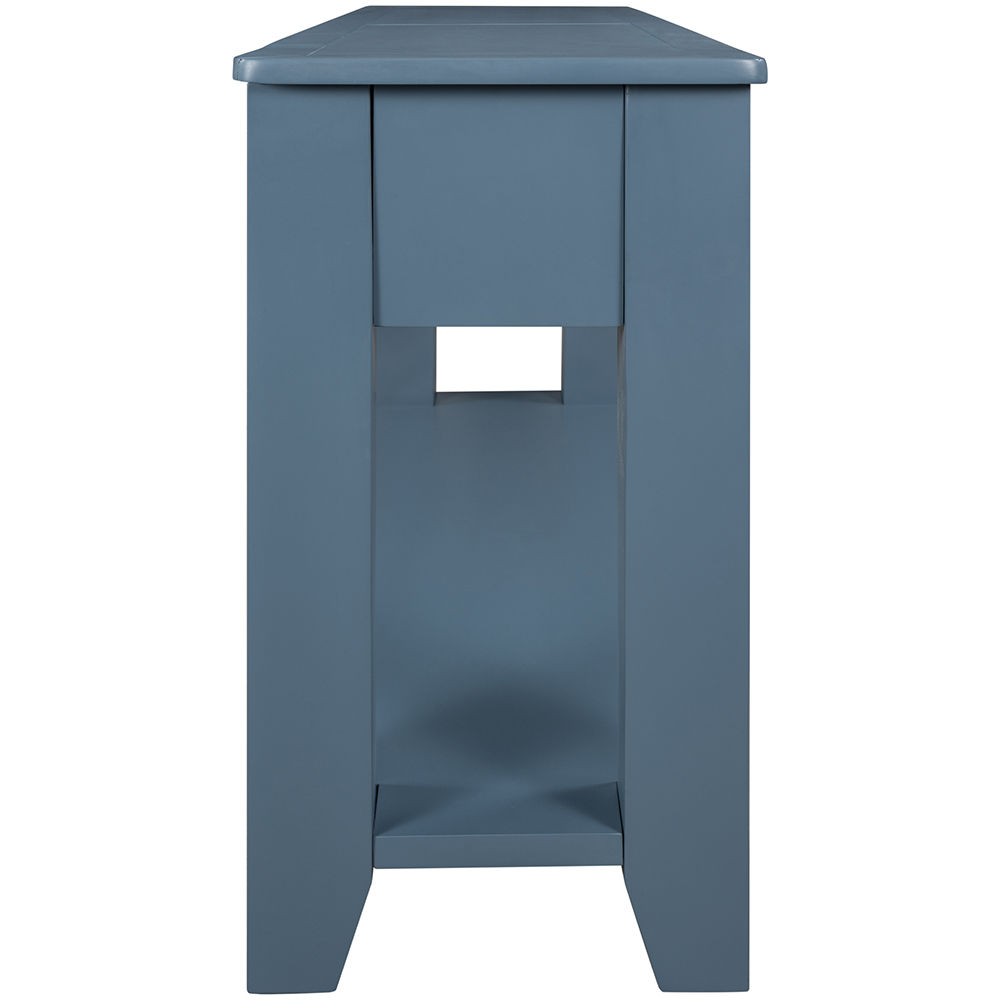 U-STYLE 55" Modern Style Wooden Console Table with 3 Storage Drawers, and Bottom Shelf, for Entrance, Hallway, Dining Room, Kitchen - Blue