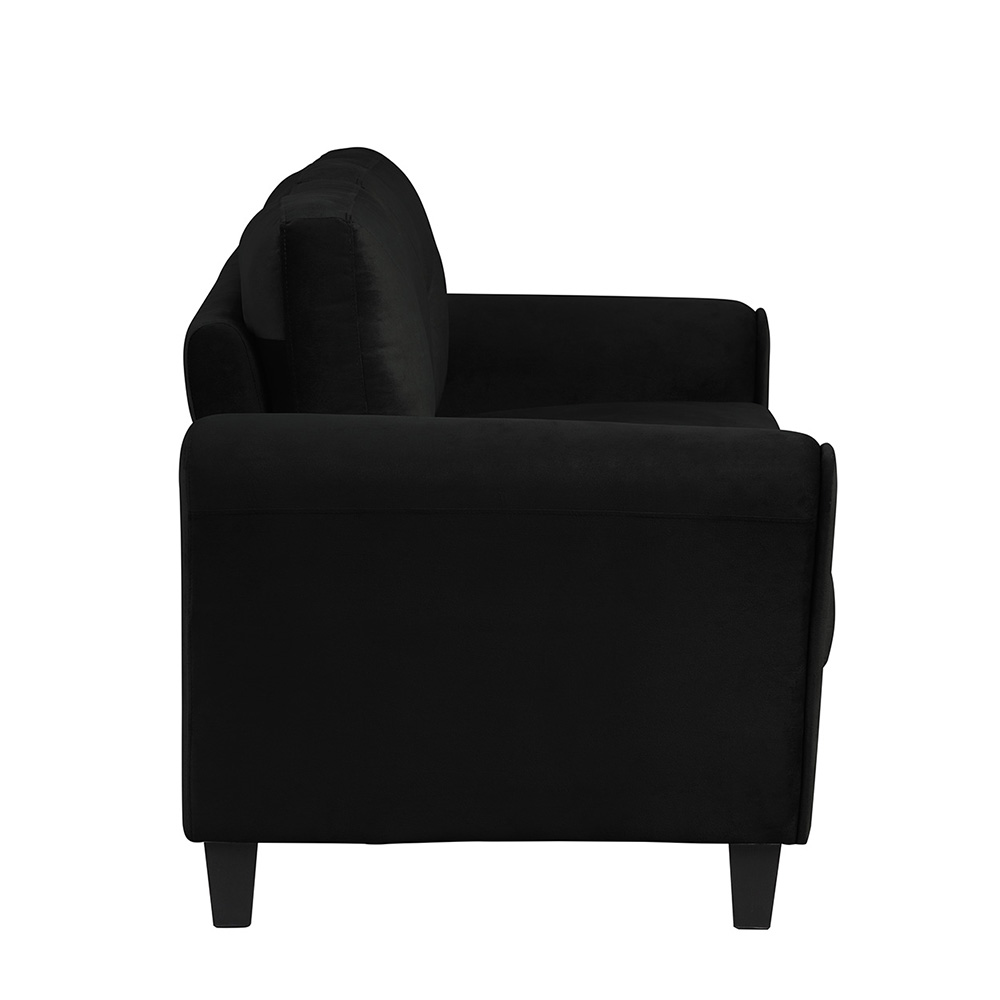 2 Pieces Fabric Upholstered Sofa Set, Including 1 3-seat Sofa, and 1 Loveseat, for Living Room, Bedroom, Office, Apartment - Black