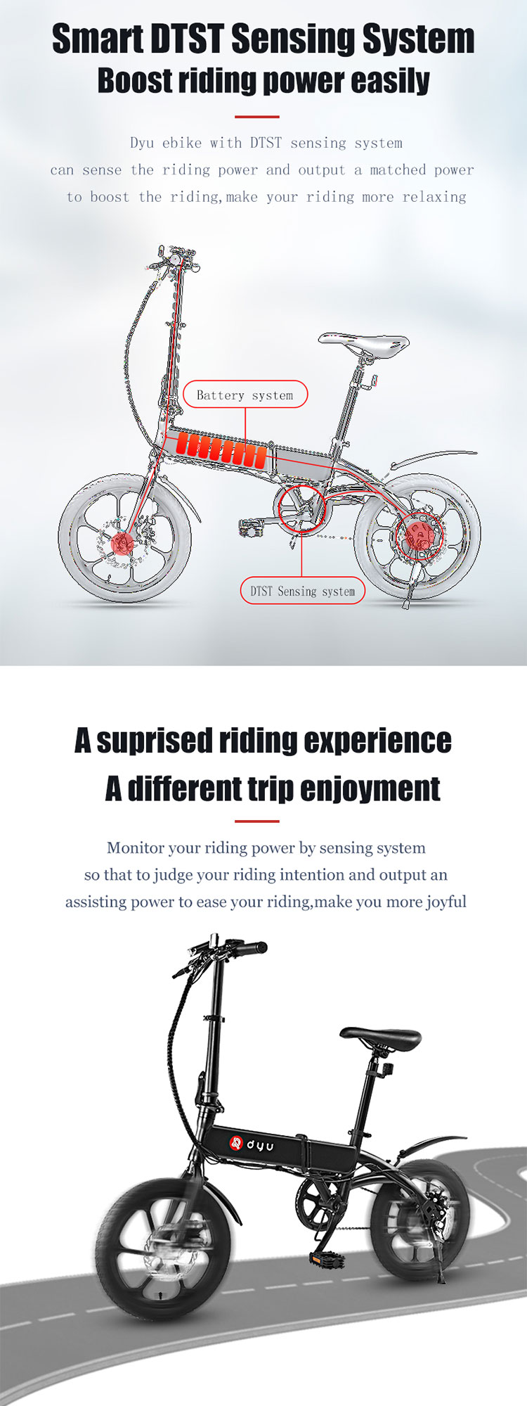 DYU A1F Folding Moped Electric Bike 16inch 25km/h Top Speed 15-20km Mileage Range 5Ah Battery 250W Double Brake System Max Load 120kg - Black