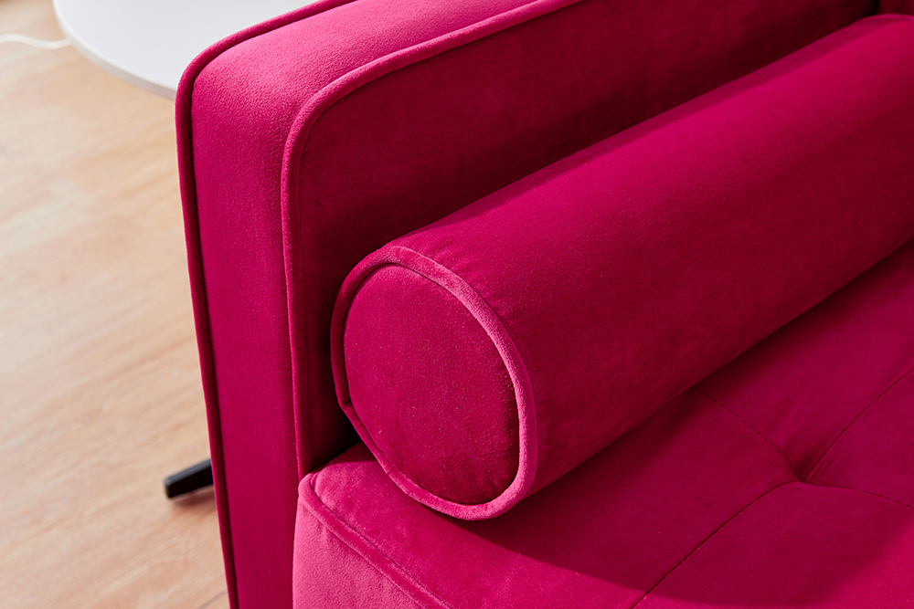 75.6" 3-Seat Velvet Upholstered Sofa with Wooden Frame, for Living Room, Bedroom, Office, Apartment - Red