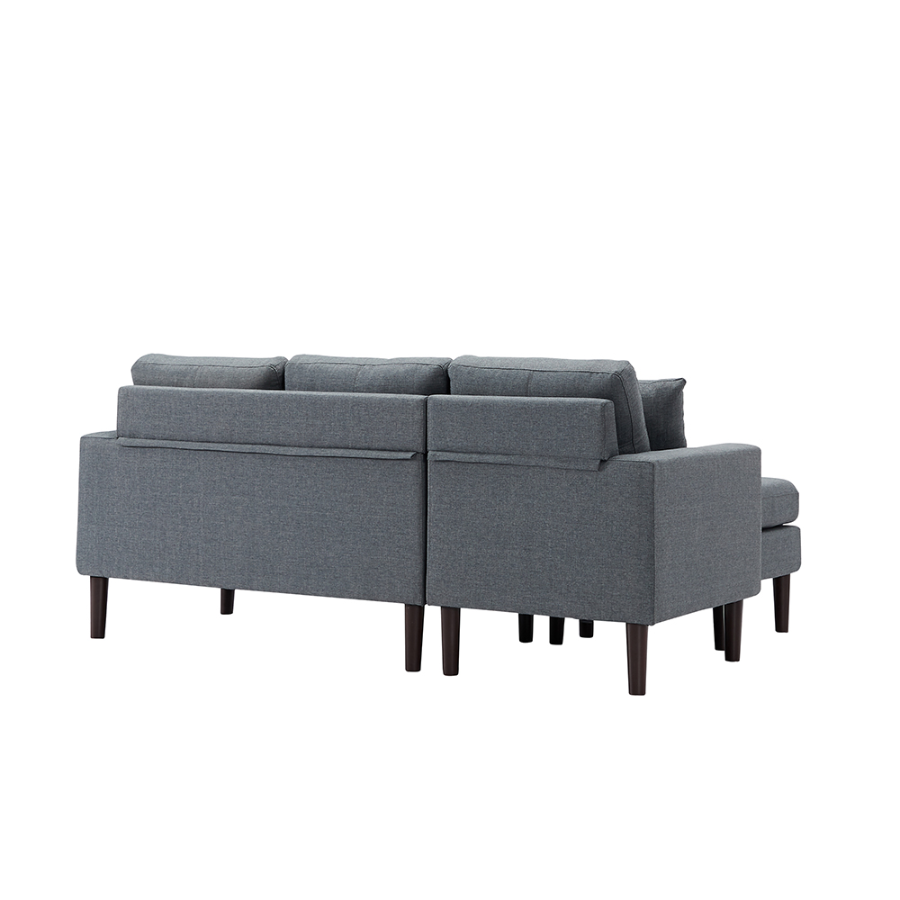 77.16" 4-Seat Microfiber Upholstered Sectional Sofa with Ottoman, and Wooden Frame, for Living Room, Bedroom, Office, Apartment - Dark Gray