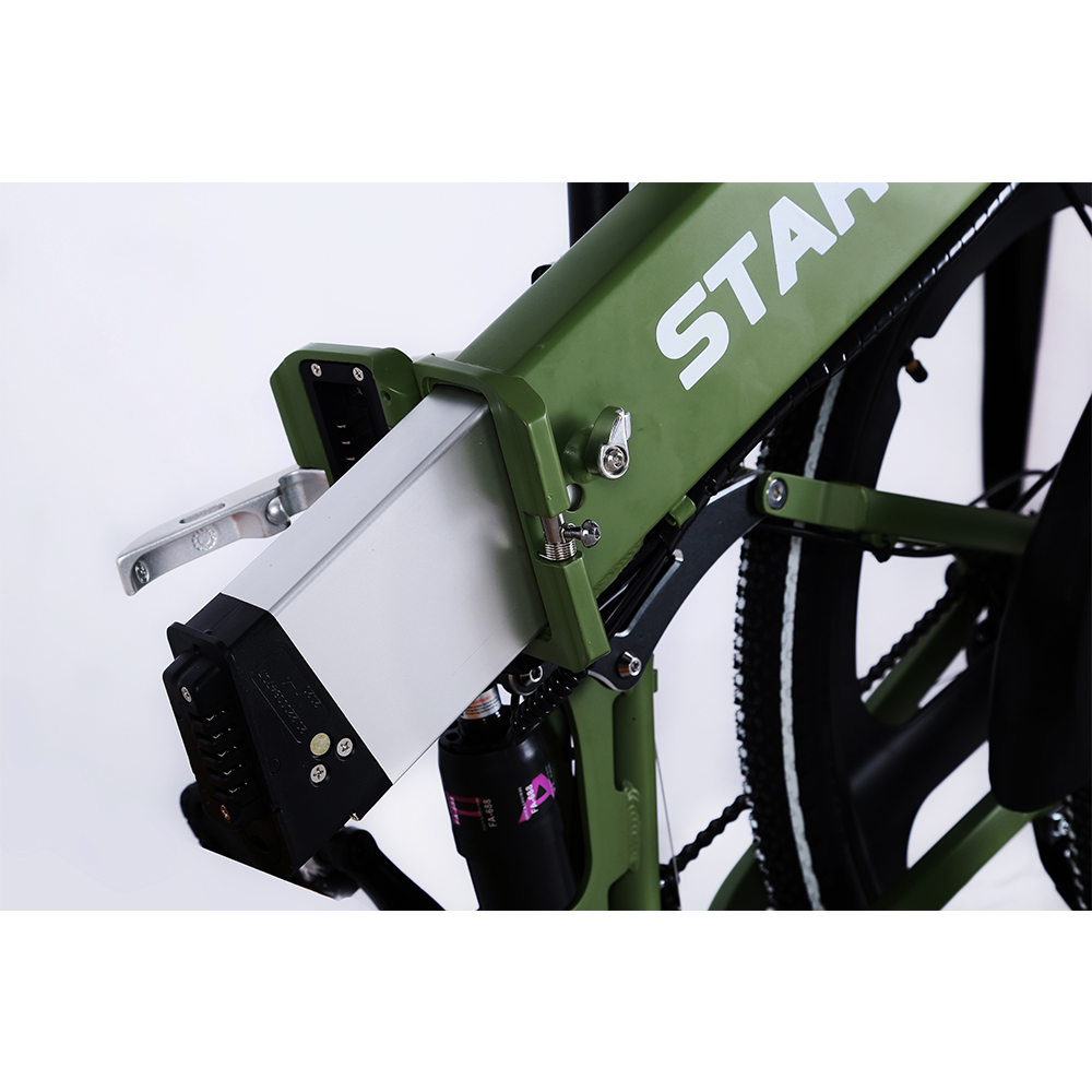 STAREACH A26 Folding Electric Mountain Bike 10Ah Battery 350W Motor 26 Inch Wheels Aluminum Alloy Frame Shimano 21-speed Shifter Max Speed 25km/h 80KM Power-assisted Range Disc Brake MTB - Green