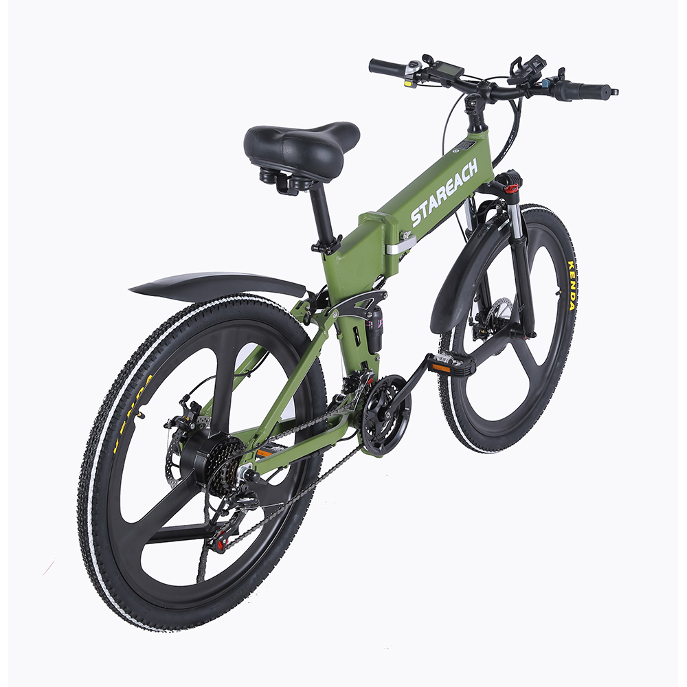 STAREACH A26 Folding Electric Mountain Bike 10Ah Battery 350W Motor 26 Inch Wheels Aluminum Alloy Frame Shimano 21-speed Shifter Max Speed 25km/h 80KM Power-assisted Range Disc Brake MTB - Green