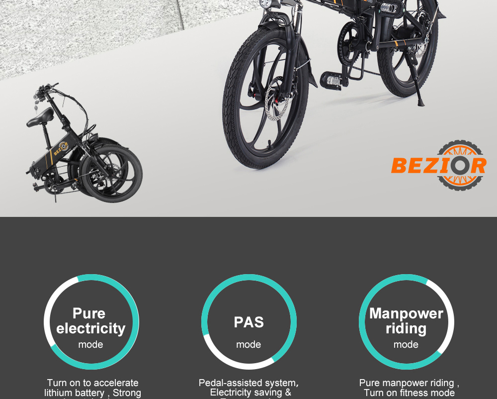 BEZIOR M20 Folding Electric Bike 48V 10.4Ah Battery 350W Brushless Motor 20 inch Tire Aluminum Alloy Frame Shimano 7-speed Shift Max Speed 35km/h LCD Meter Disk Brake - White