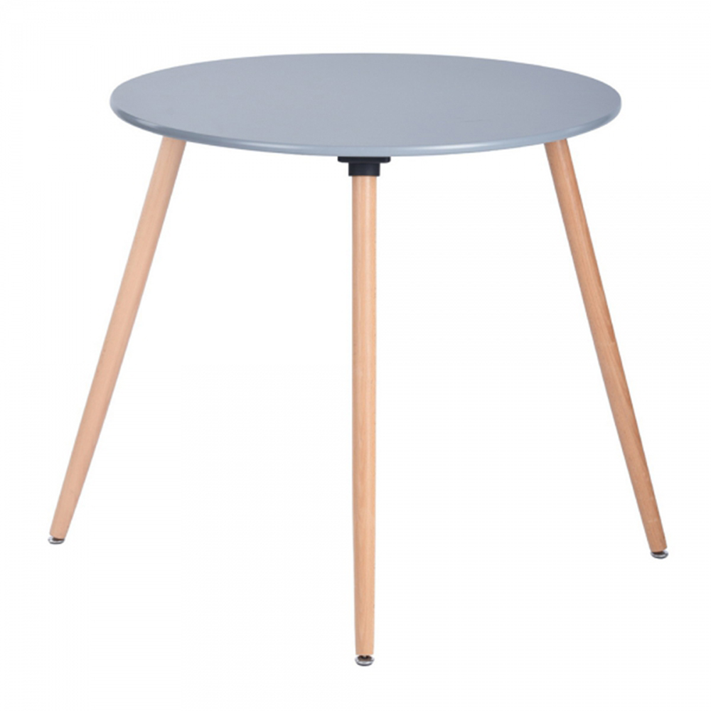 31.5" High Glossy Round Dining Table with Solid Beech Wood Legs, for Restaurant, Cafe, Tavern, Living Room - Gray