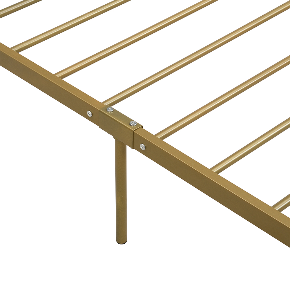 Full-Size Platform Bed Frame with Headboard and Metal Slats Support, No Box Spring Needed (Only Frame) - Gold