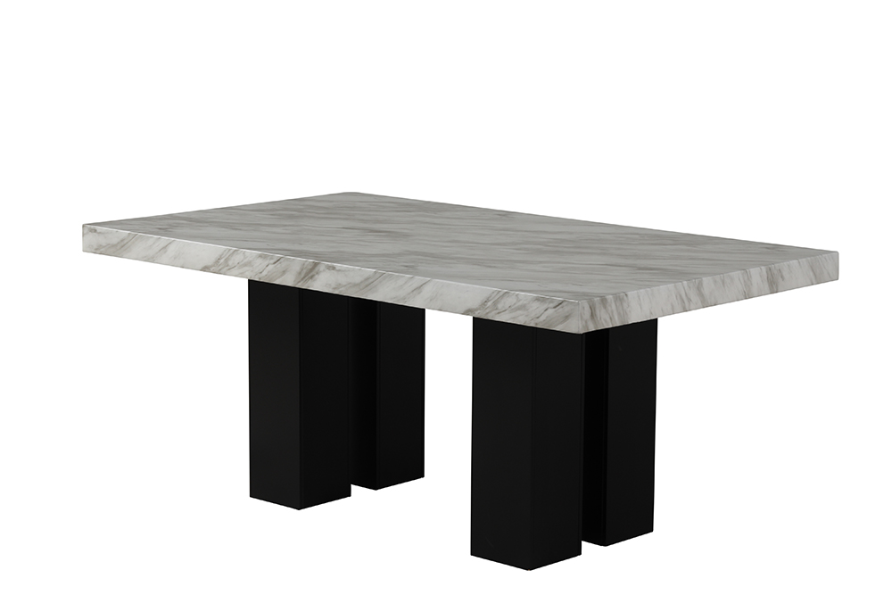 7 Piece Faux Marble Dining Table Set with 6 Velvet Chairs for Kitchen, Living Room, Bar, Restaurant - Gray