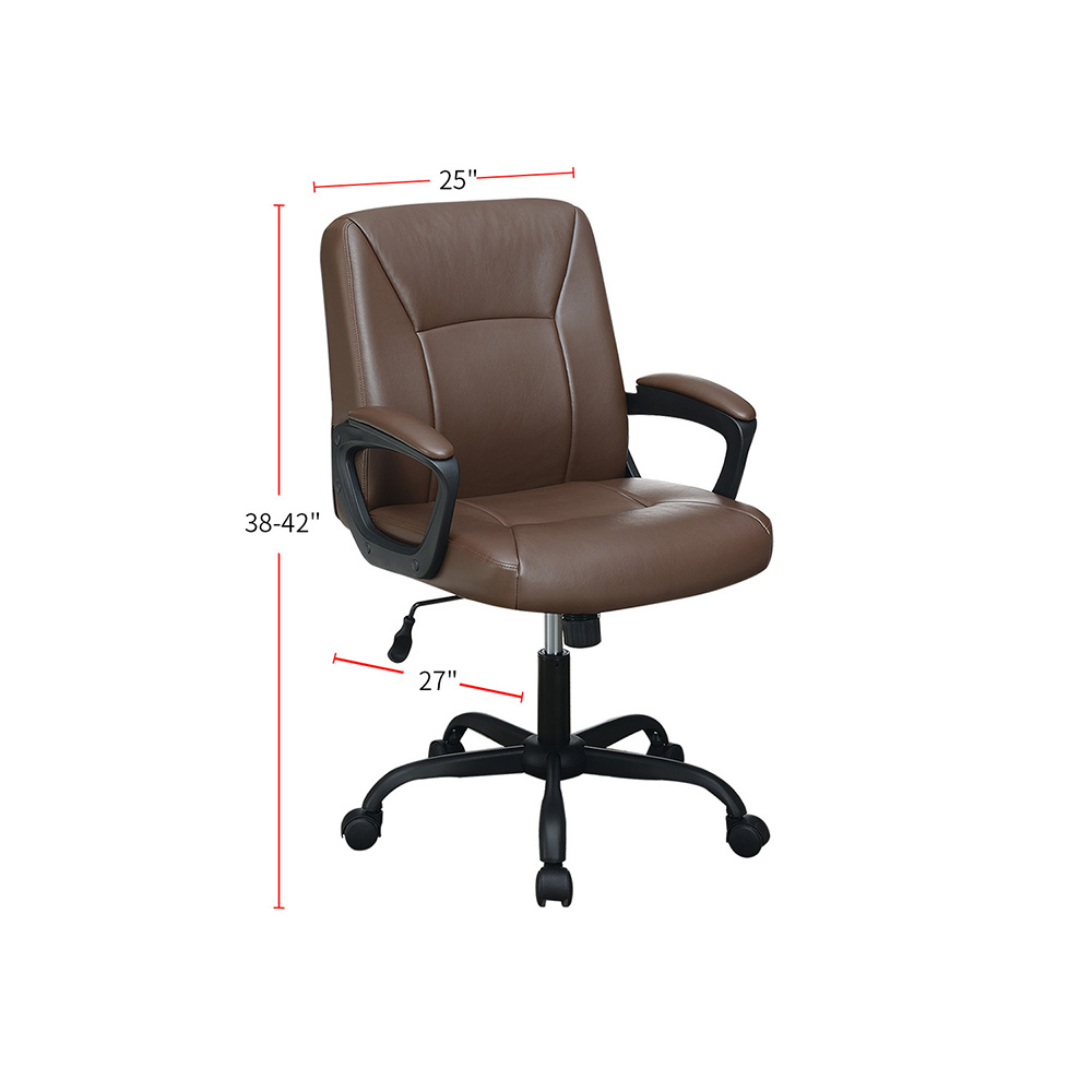PU Leather Swivel Chair Height Adjustable with Ergonomic Backrest and Padded Armrests for Living Room, Bedroom, Dining Room, Office - Brown