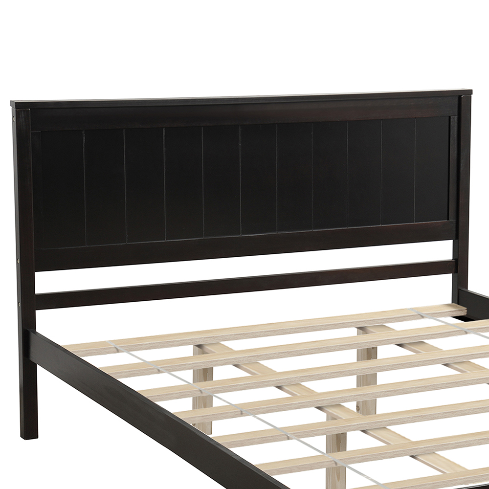 Queen-Size Platform Bed Frame with Headboard and Wooden Slats Support, No Box Spring Needed (Only Frame) - Espresso