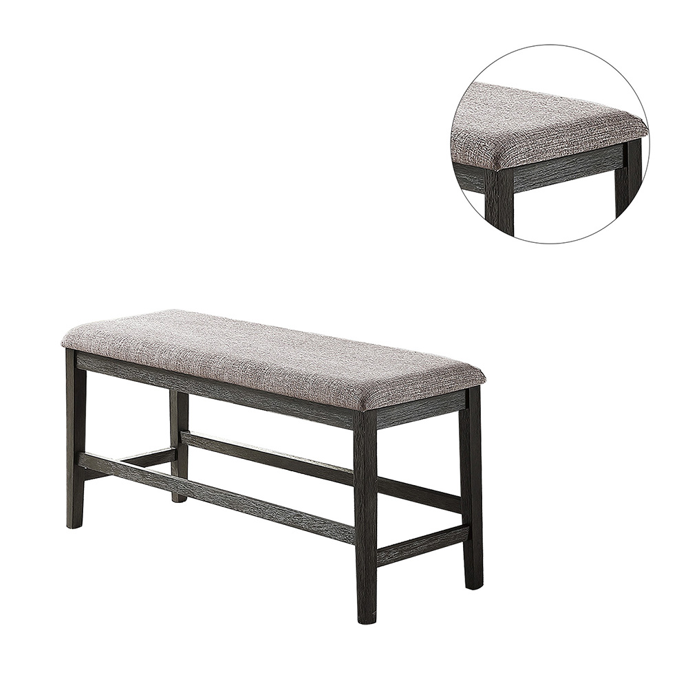 Fabric Upholstered Dining Bench with Wood Frame, for Restaurant, Cafe, Tavern, Office, Living Room - Gray