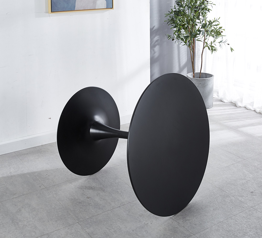 31.5" Round Dining Table with Wooden Tabletop and Metal Frame, for Restaurant, Cafe, Tavern, Living Room - Black