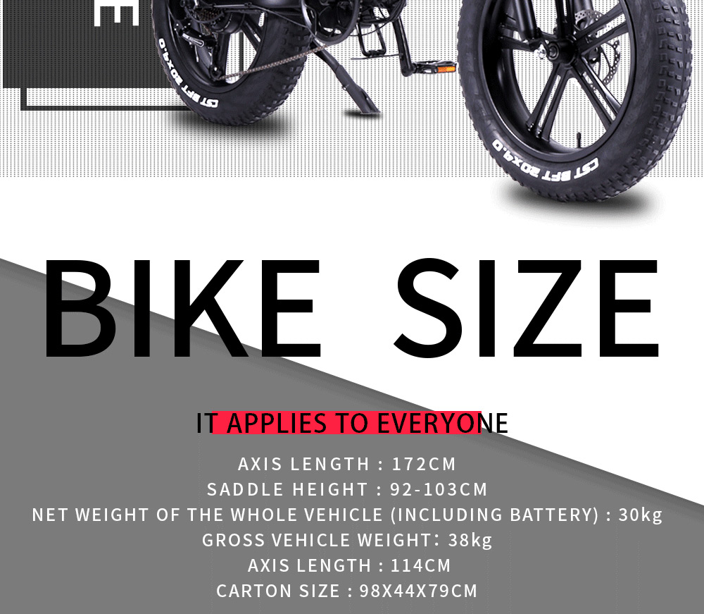 CMACEWHEEL Y20 Electric Moped Bike 20 x 4.0 Fat Tires Five Speeds 750W Motor 15AH Battery Smart Display Alloy integrated Wheels - Black