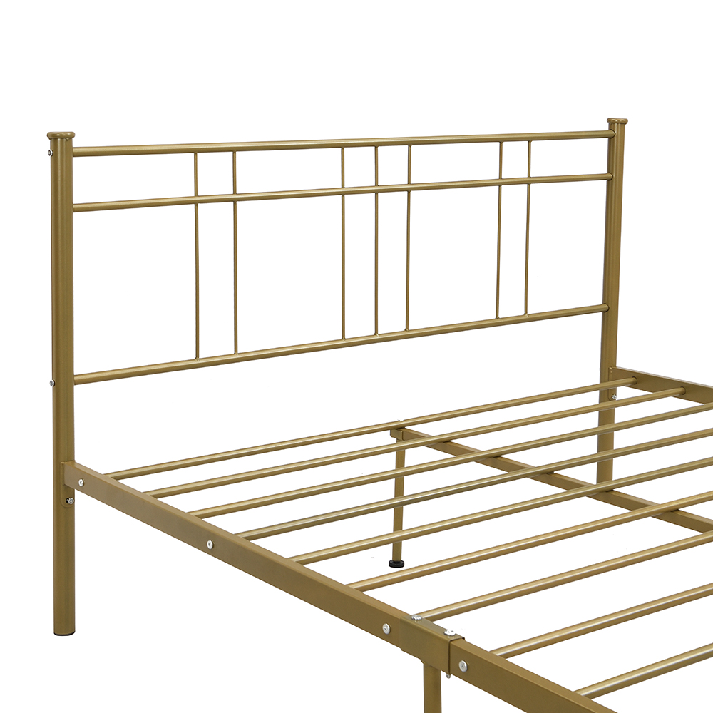 Full-Size Platform Bed Frame with Headboard and Metal Slats Support, No Box Spring Needed (Only Frame) - Gold