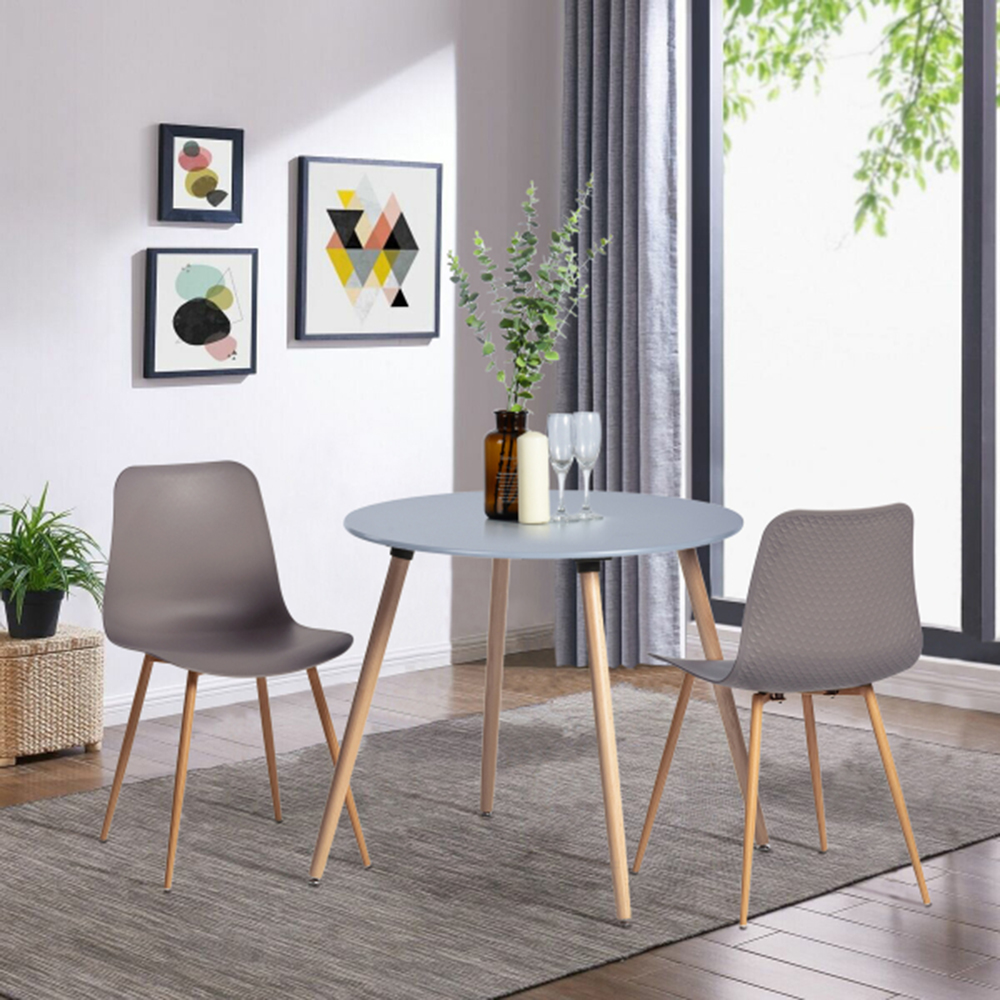 31.5" High Glossy Round Dining Table with Solid Beech Wood Legs, for Restaurant, Cafe, Tavern, Living Room - Gray