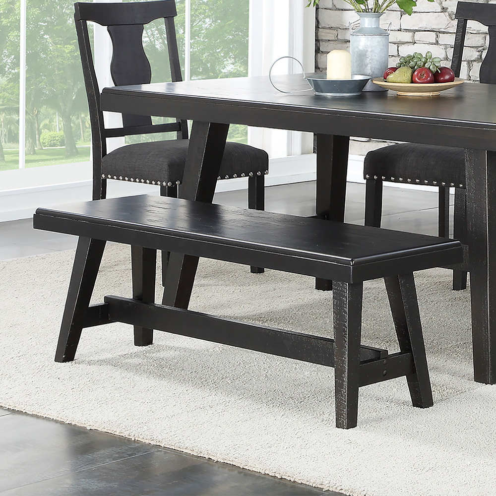 54" Wood Dining Bench for Restaurant, Cafe, Tavern, Office, Living Room - Black