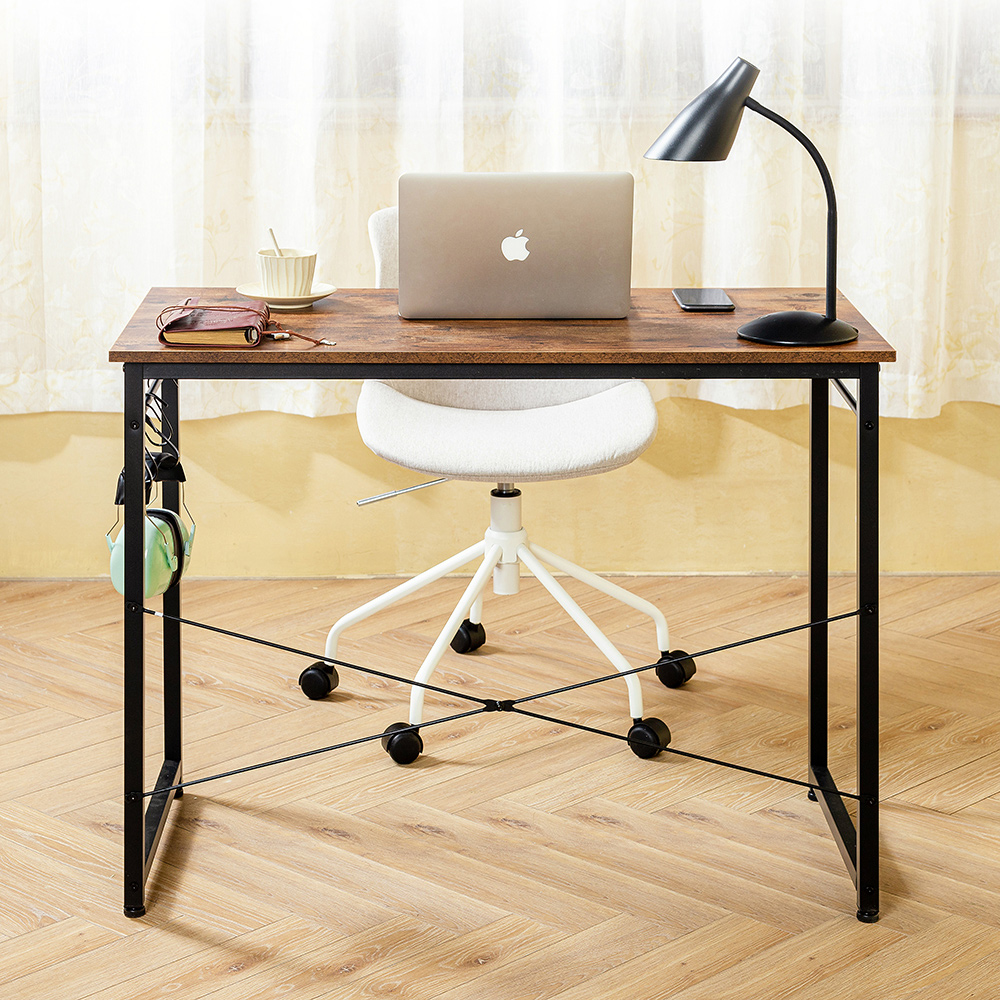 Home Office 40" Computer Desk with Wooden Tabletop and Metal Frame, for Game Room, Office, Study Room - Espresso