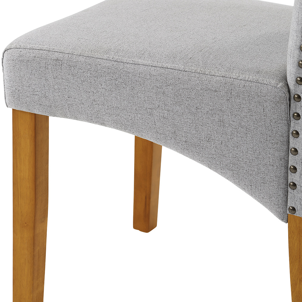 TOPMAX Fabric Upholstered Dining Chair Set of 6, with Nailed Trim Backrest, and Wood Legs, for Restaurant, Cafe, Tavern, Office, Living Room - Gray