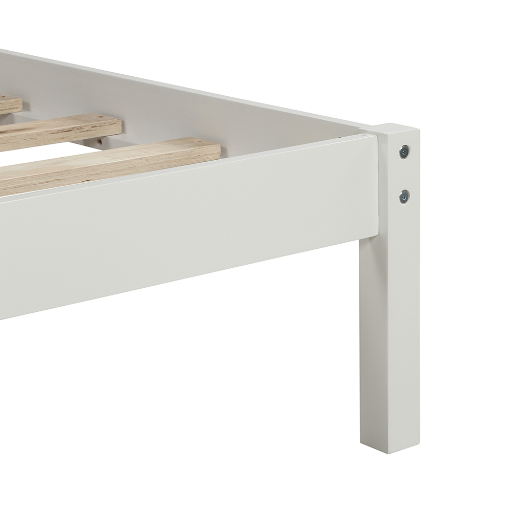 Full-Size Platform Bed Frame with Headboard and Wooden Slats Support, No Box Spring Needed (Only Frame) - White