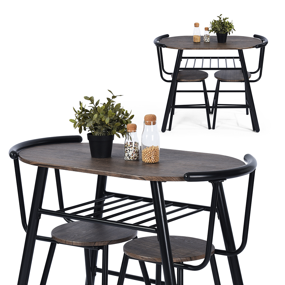 3 Piece Dining Set, Including 1 Table, and 2 Chairs, for Small Apartment, Studio, Kitchen - Walnut