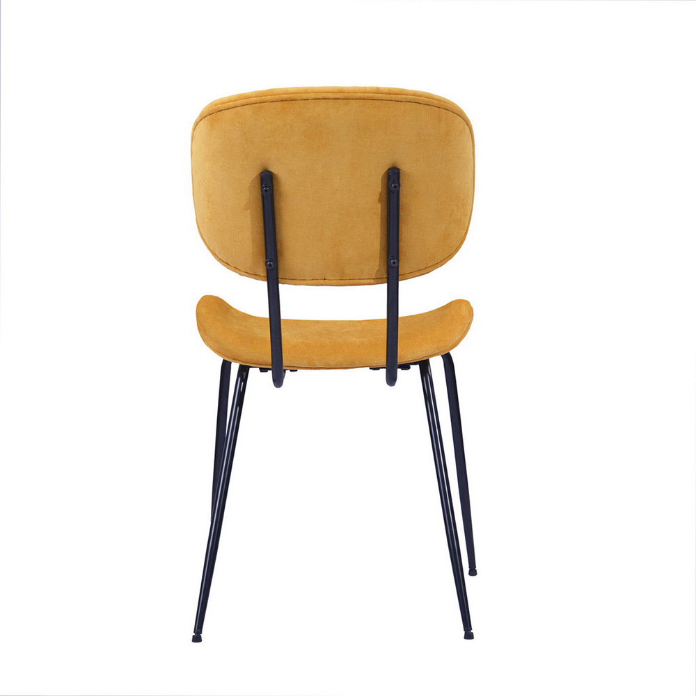 Velvet Upholstered Dining Chair Set of 2, with Curved Backrest, and Metal Legs, for Restaurant, Cafe, Tavern, Office, Living Room - Yellow