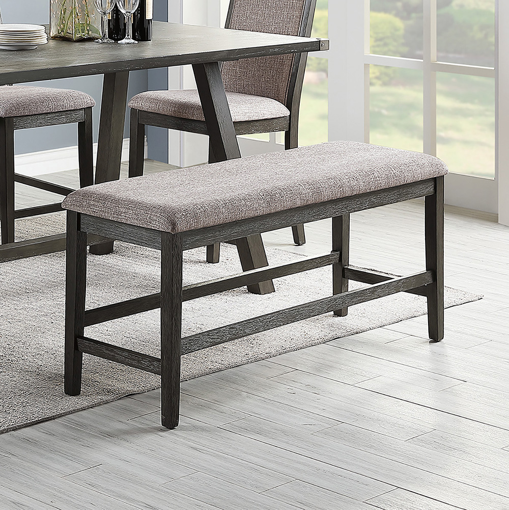 Fabric Upholstered Dining Bench with Wood Frame, for Restaurant, Cafe, Tavern, Office, Living Room - Gray