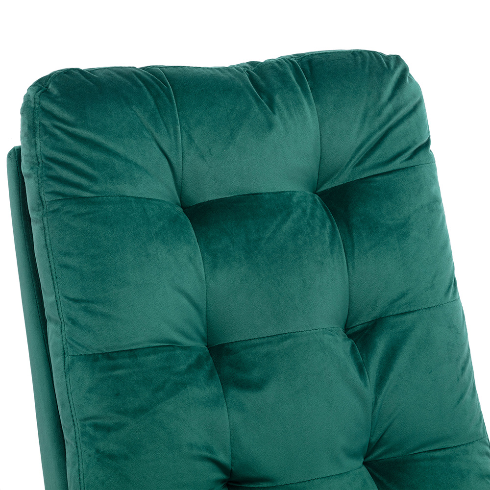 Velvet Upholstered Rocking Chair with Solid Wood Base and High Backrest, for Living Room, Bedroom, Dining Room, Nursery - Green