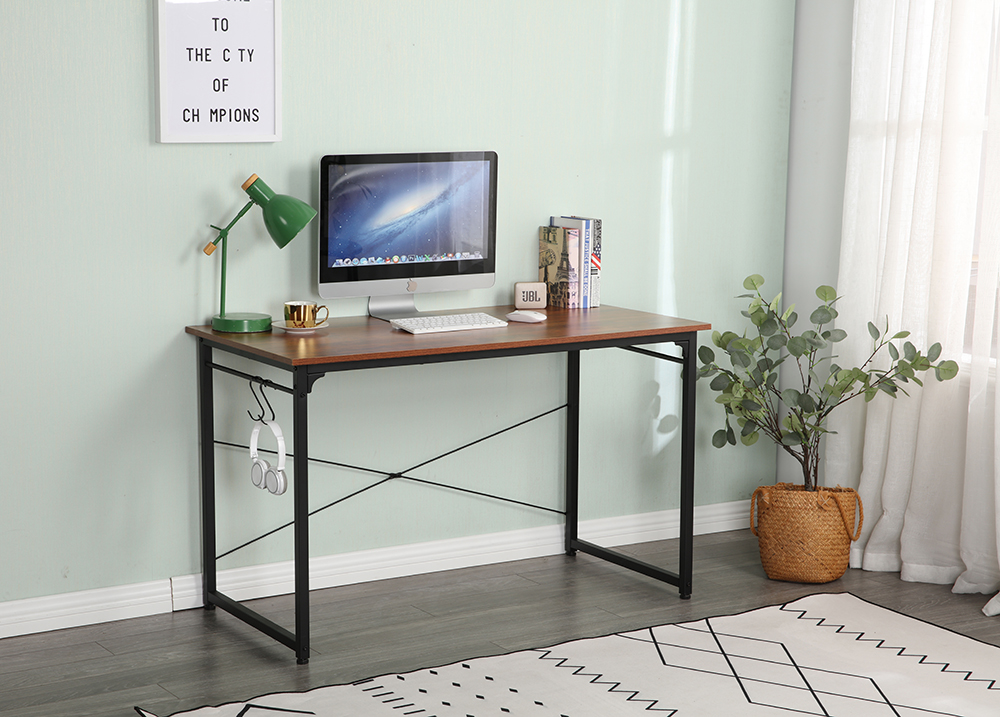 Home Office 40" Computer Desk with Wooden Tabletop and Metal Frame, for Game Room, Office, Study Room - Espresso