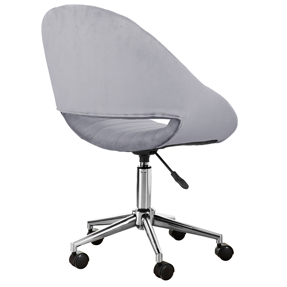 Modern Leisure Velvet Swivel Chair Height Adjustable with Curved Backrest and Casters for Living Room, Bedroom, Dining Room, Office - Gray