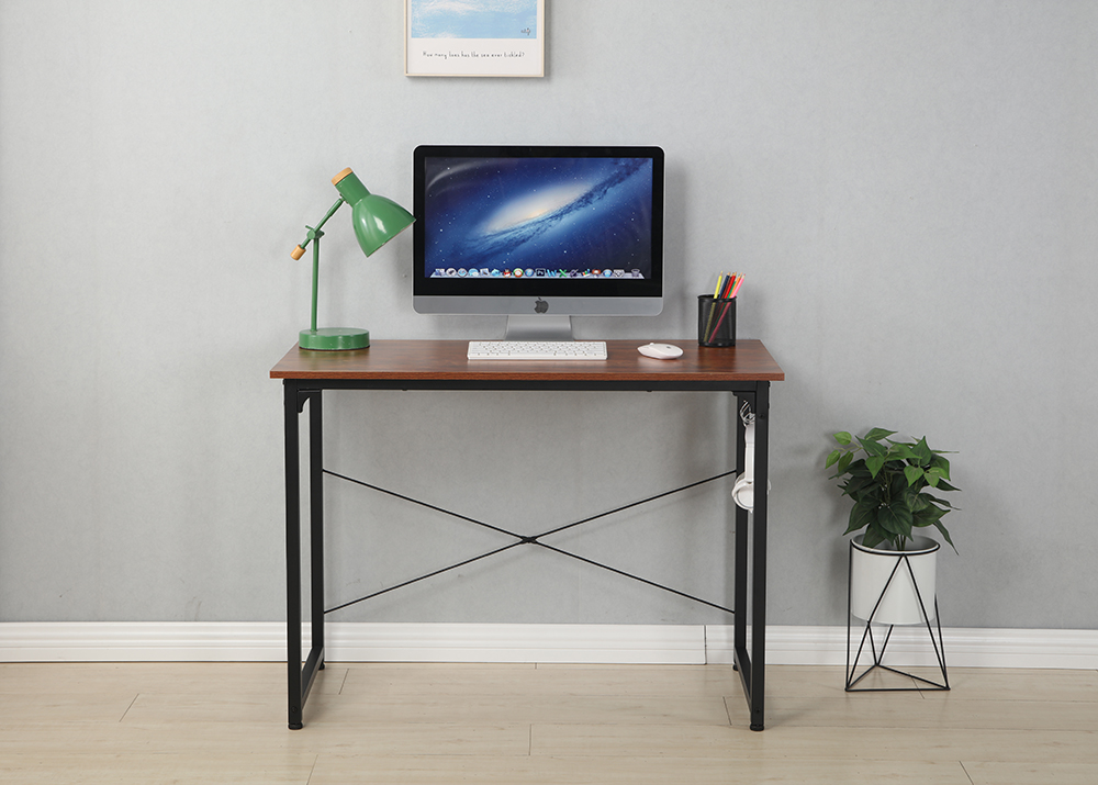 Home Office 40" Computer Desk with Wooden Tabletop and Metal Frame, for Game Room, Office, Study Room - Espresso